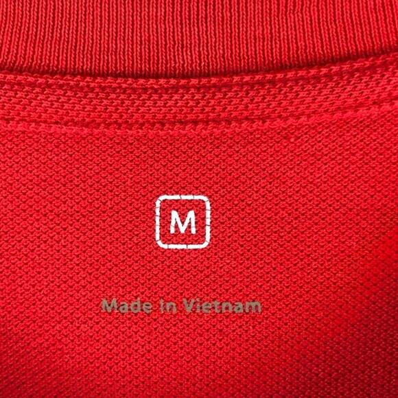 Apple Computer Red White Holiday Embroidered Large Logo Store Employee Top Shirt - Picture 2 of 6